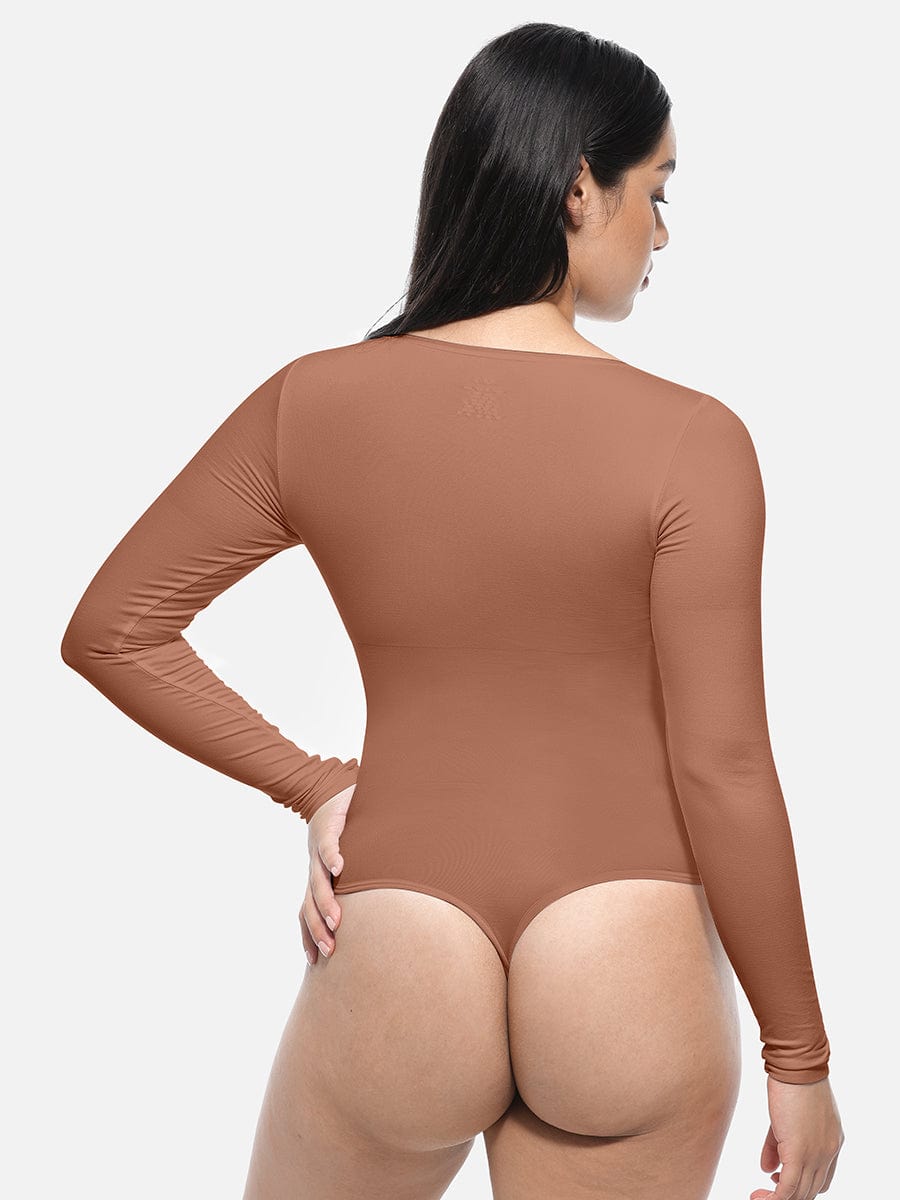 Seamless Waist Shaping Long Sleeve Tnong Bodysuit