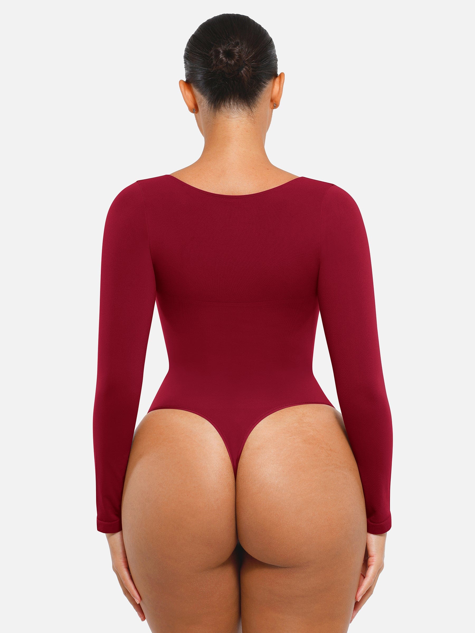 Seamless Bust Support & Tummy Сontrol Long Sleeve Thong Bodysuit