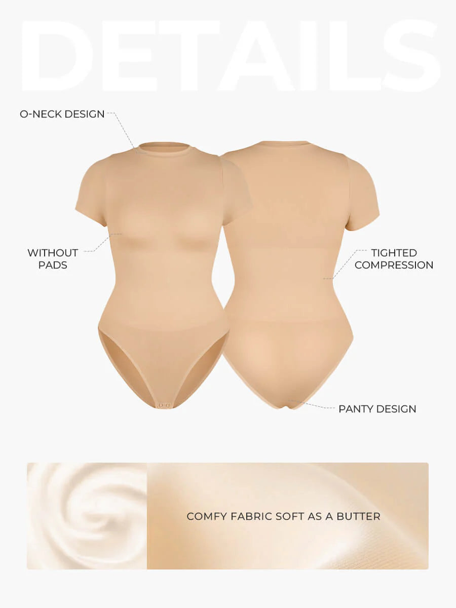 Seamless Waist & Tummy Shaping Short Sleeve Brief Bodysuit