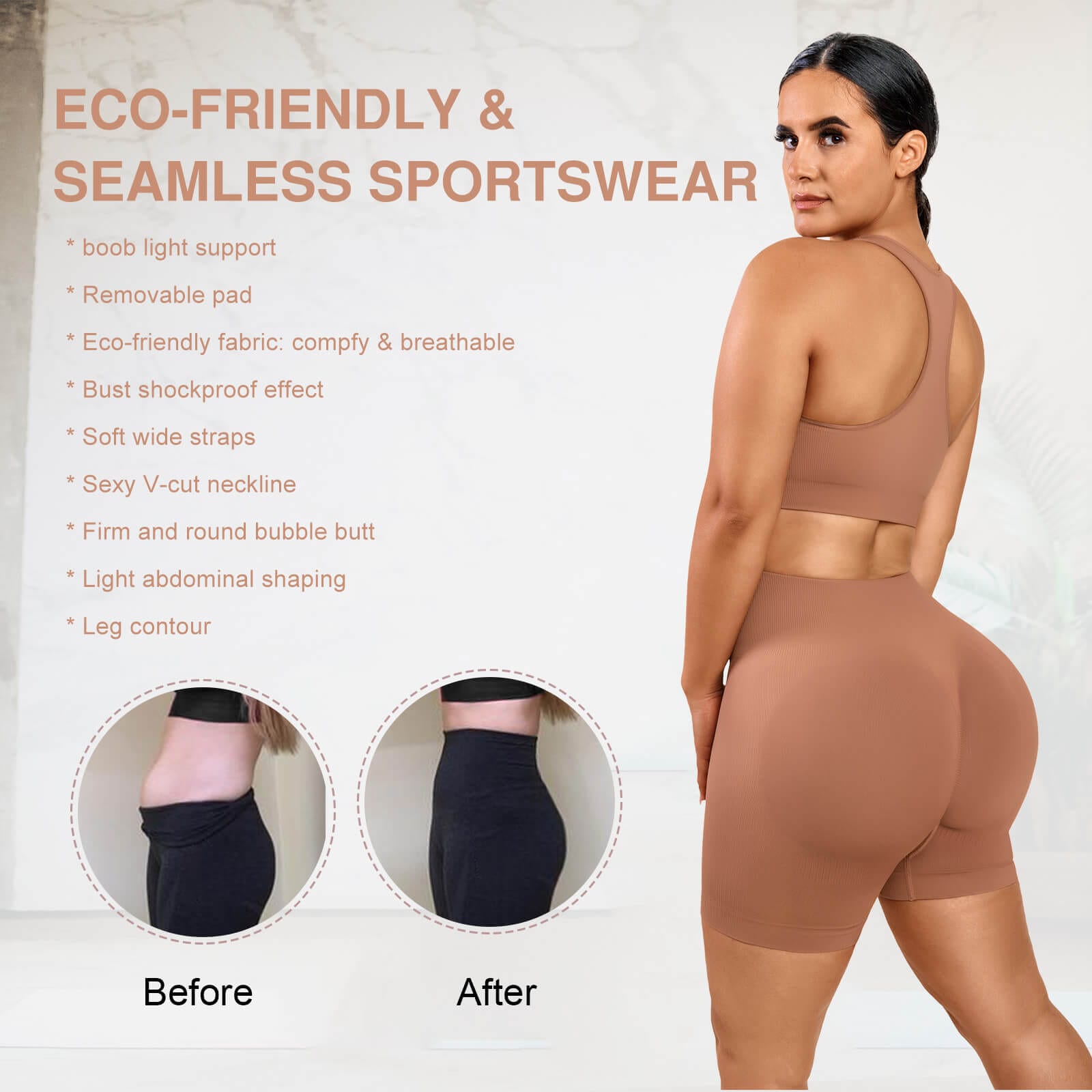 Seamless Biker Shorts & Racerback Bra Shaping Workout Set