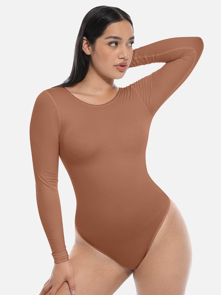 Seamless Waist Shaping Long Sleeve Tnong Bodysuit