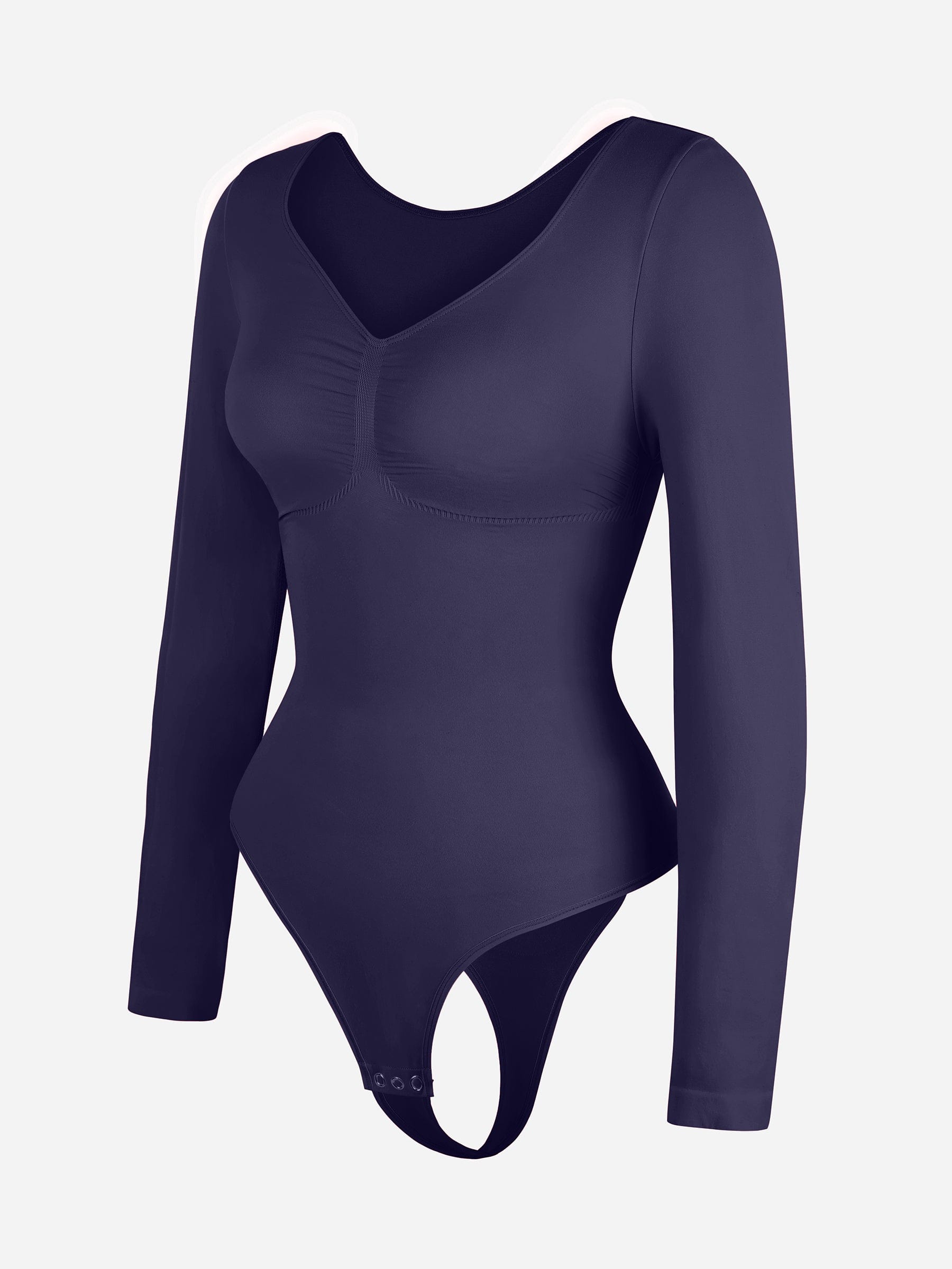 Seamless Bust Support & Tummy Сontrol Long Sleeve Thong Bodysuit