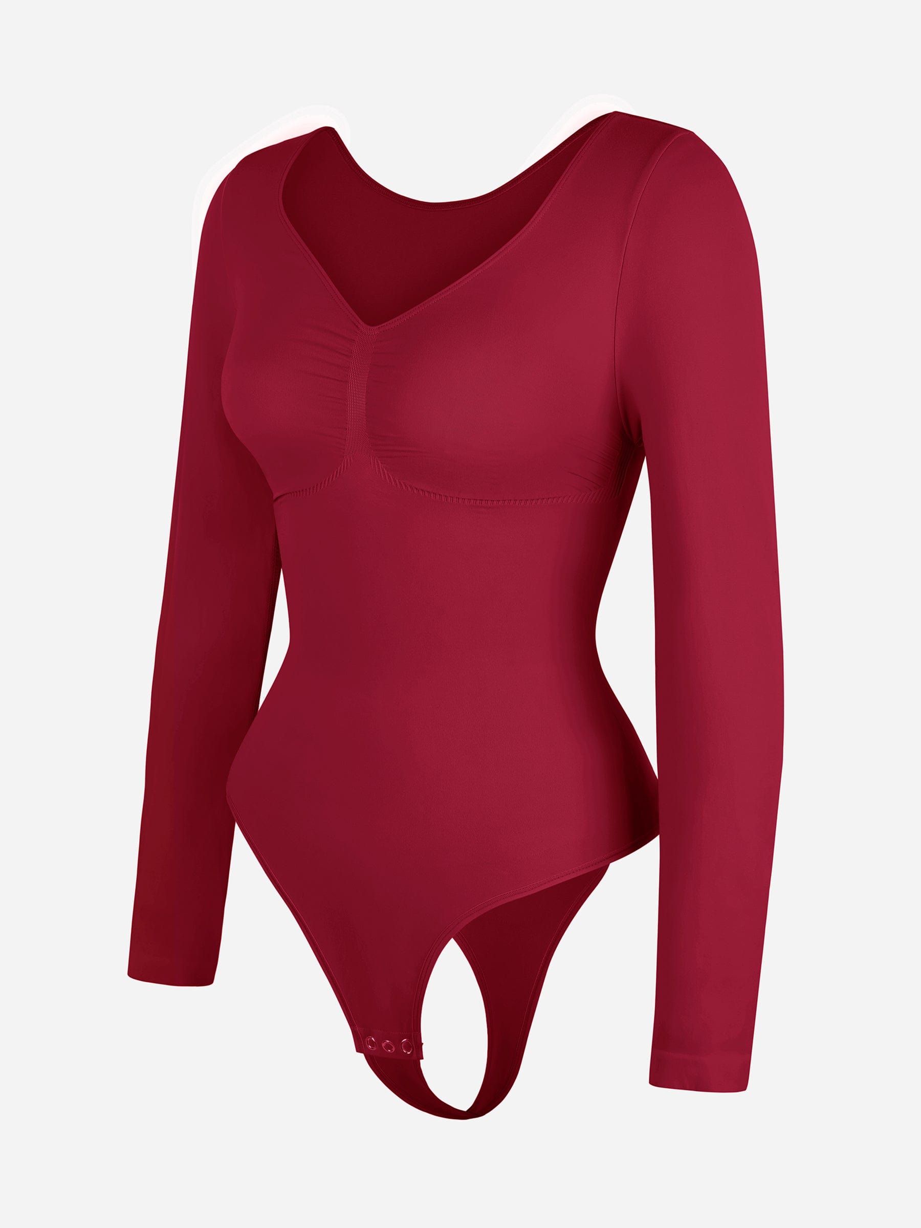Seamless Bust Support & Tummy Сontrol Long Sleeve Thong Bodysuit