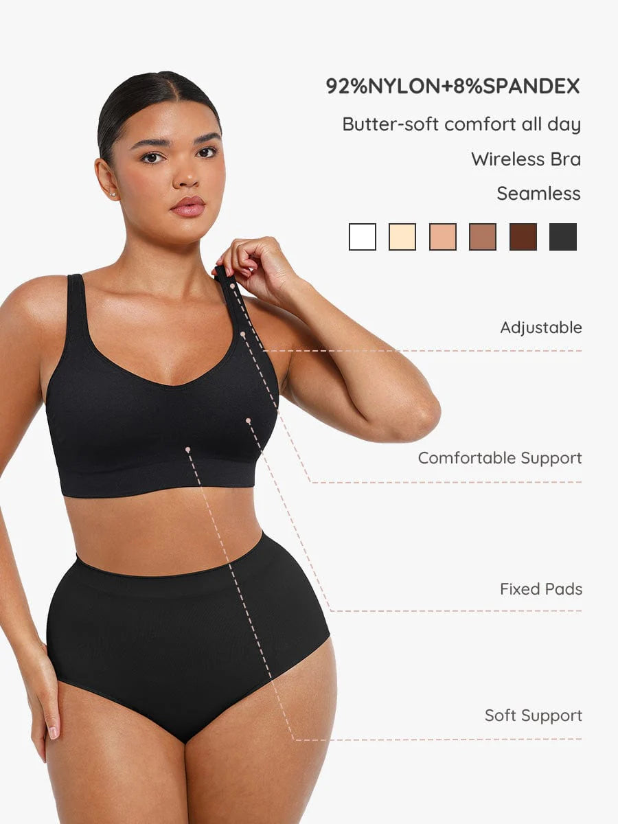 Seamless Wireless Shaping Bra with Wide Straps