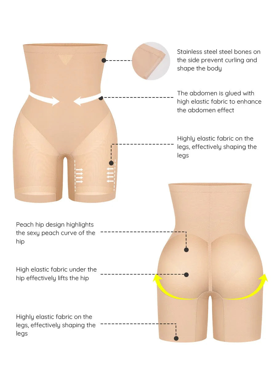 High-Waisted Butt-Enhancing Shorts with Waist Sculpting